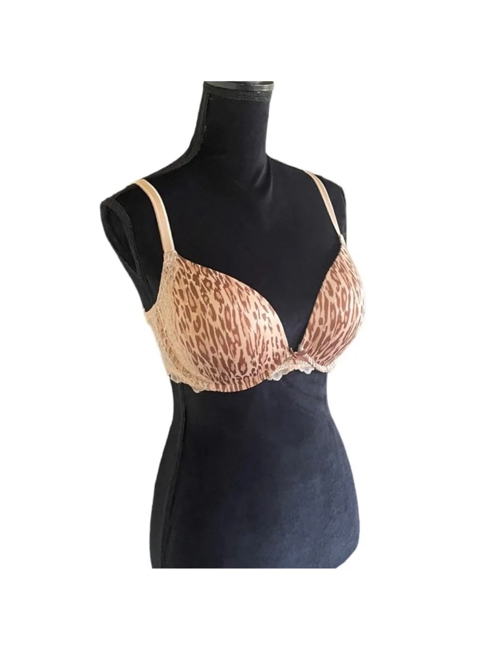 Victoria’s Secret Dream Angels push-up leopard pink & lace lingerie bra size 36D - Picture 3 of 14